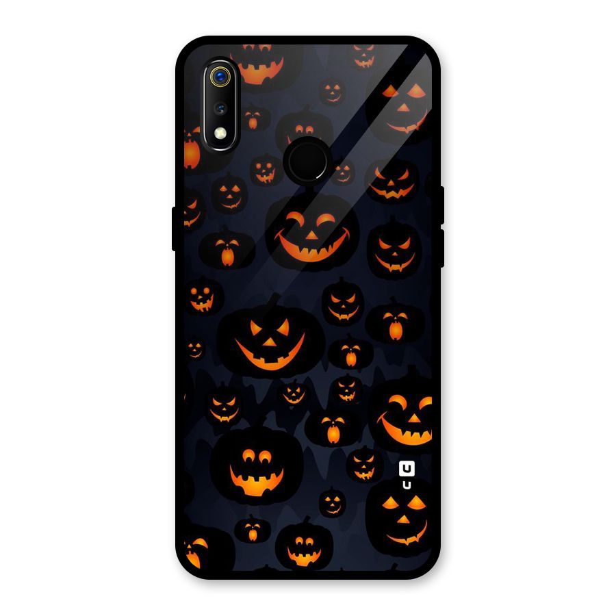 Pumpkin Smile Pattern Glass Back Case for Realme 3