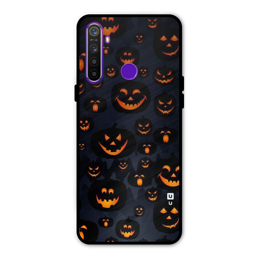 Pumpkin Smile Pattern Glass Back Case for Realme 5s