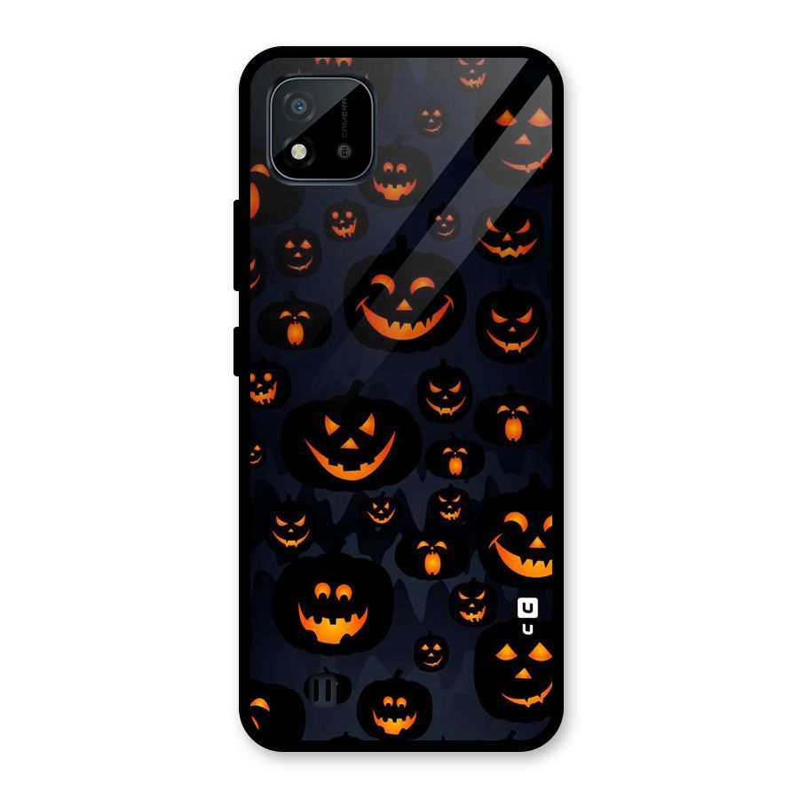 Pumpkin Smile Pattern Glass Back Case for Realme C11 2021