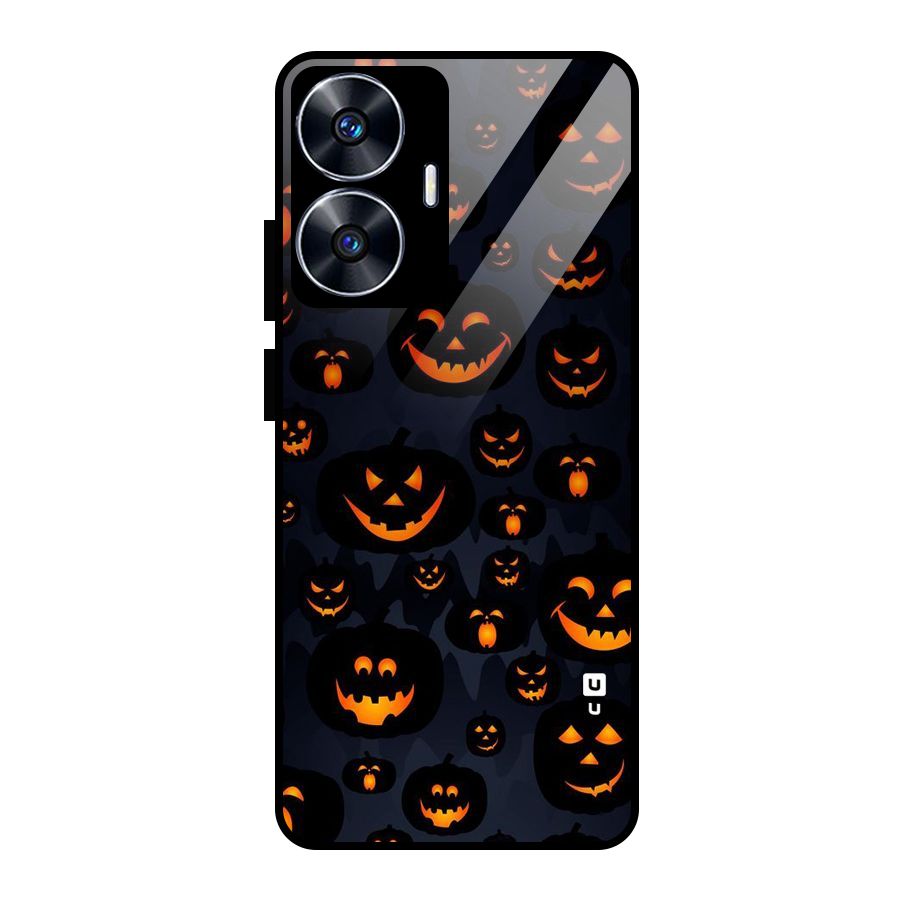 Pumpkin Smile Pattern Glass Back Case for Realme Narzo N55
