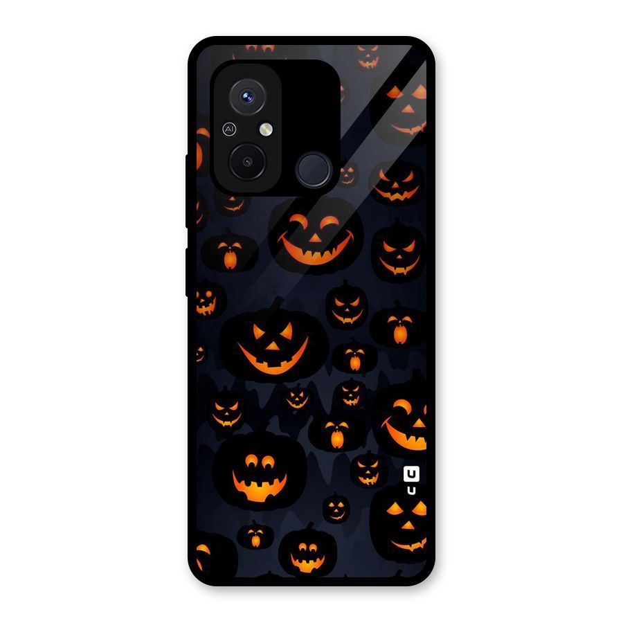 Pumpkin Smile Pattern Glass Back Case for Redmi 12C
