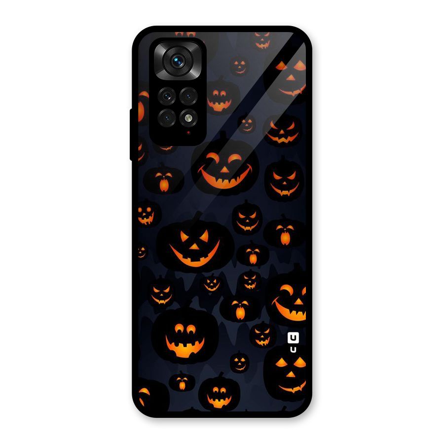Pumpkin Smile Pattern Glass Back Case for Redmi Note 11S