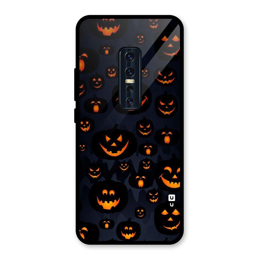 Pumpkin Smile Pattern Glass Back Case for Vivo V17 Pro