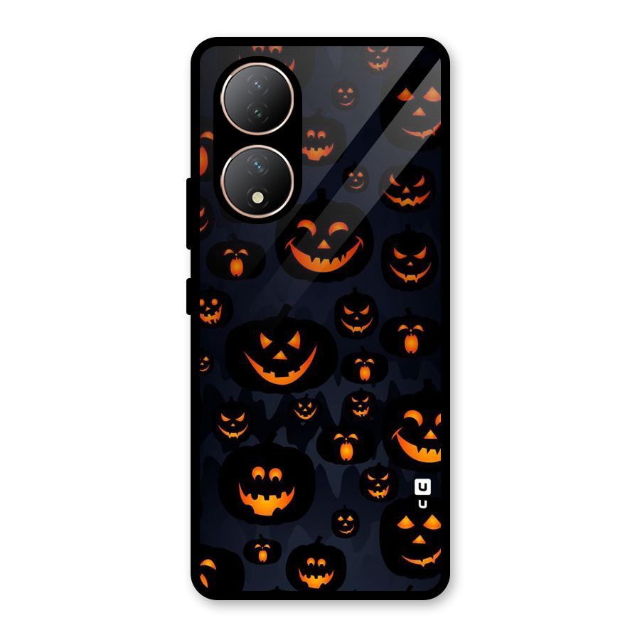 Pumpkin Smile Pattern Glass Back Case for Vivo Y100