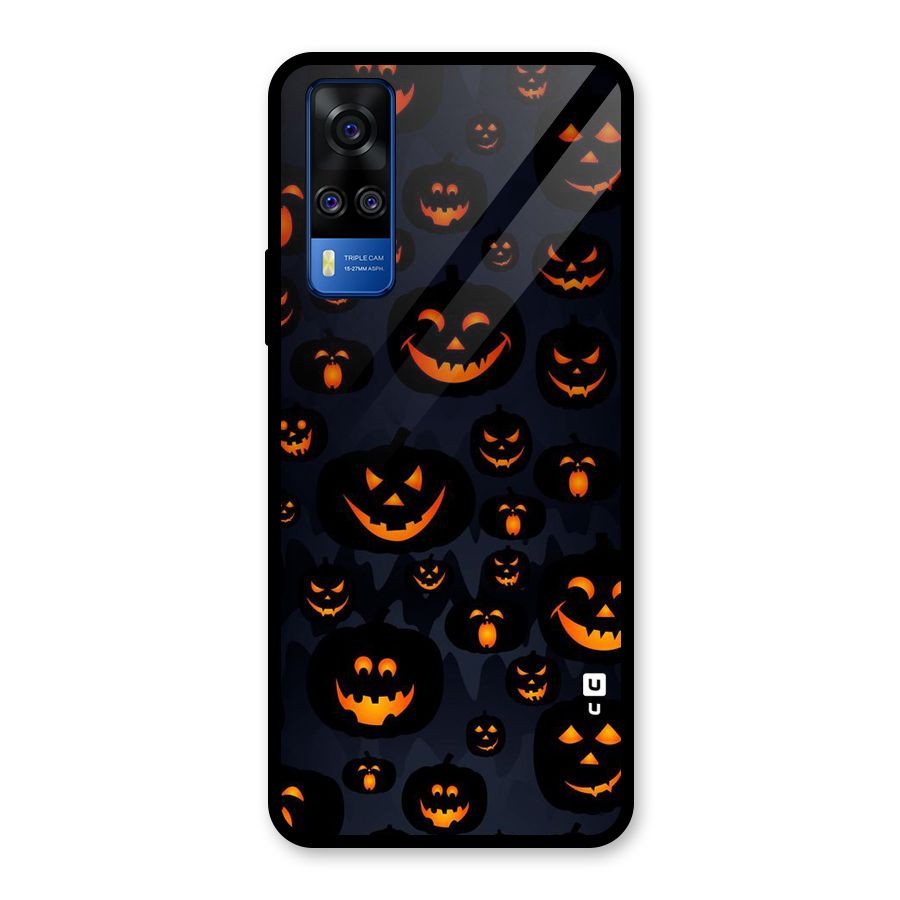 Pumpkin Smile Pattern Glass Back Case for Vivo Y31