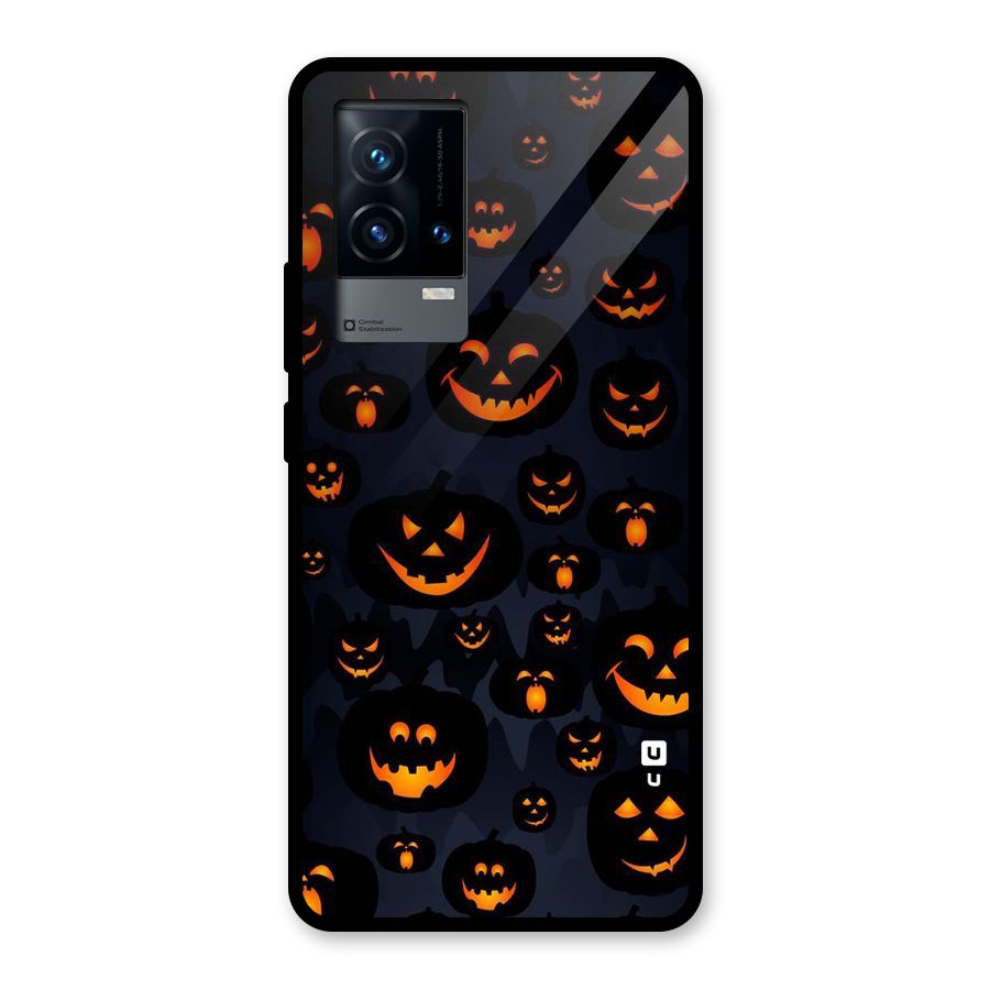 Pumpkin Smile Pattern Glass Back Case for iQOO 9 5G