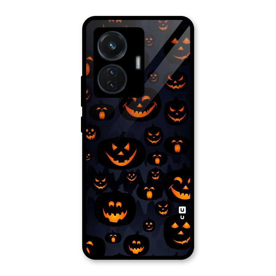 Pumpkin Smile Pattern Glass Back Case for iQOO Z6 44W