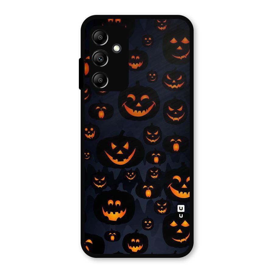 Pumpkin Smile Pattern Metal Back Case for Galaxy A14 5G