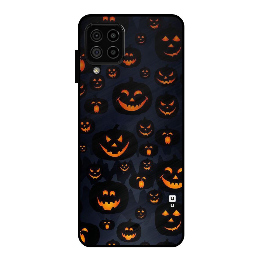Pumpkin Smile Pattern Metal Back Case for Galaxy A22 4G