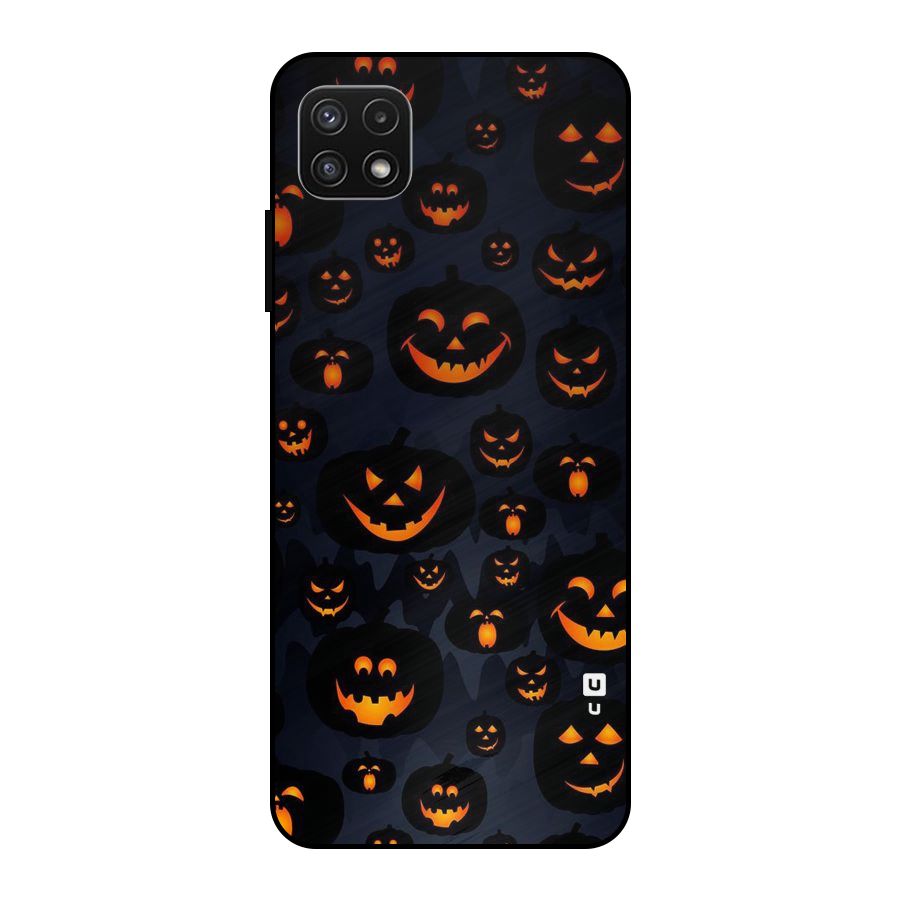 Pumpkin Smile Pattern Metal Back Case for Galaxy A22 5G
