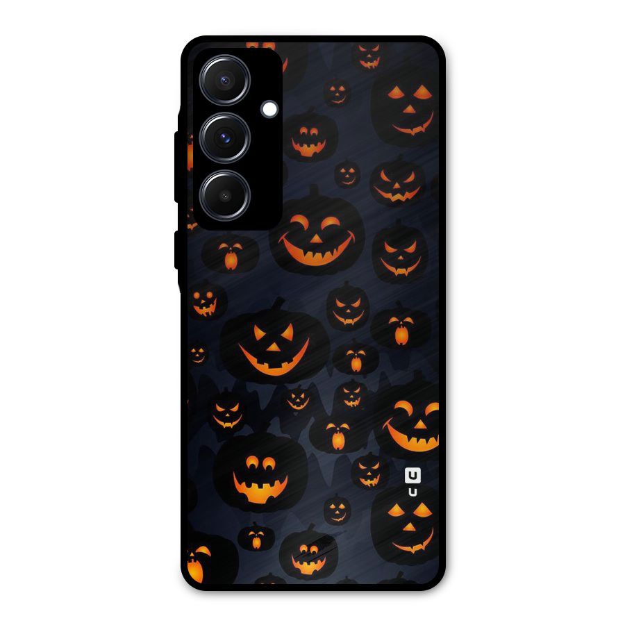 Pumpkin Smile Pattern Metal Back Case for Galaxy A55