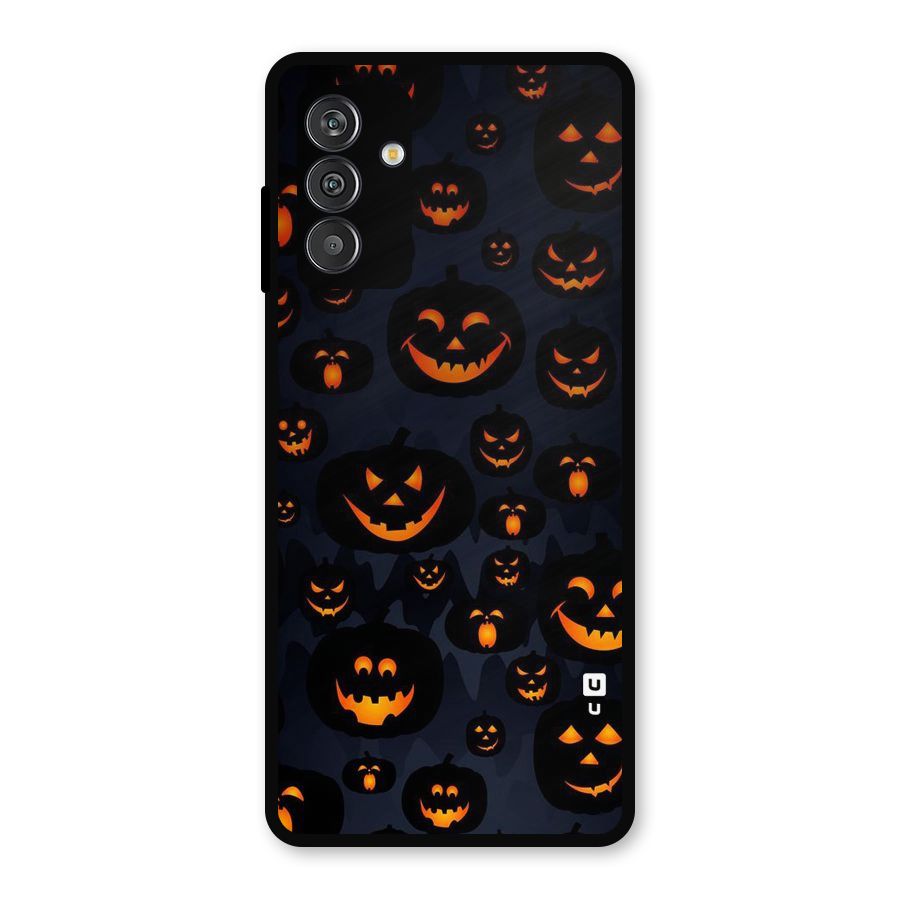Pumpkin Smile Pattern Metal Back Case for Galaxy M13