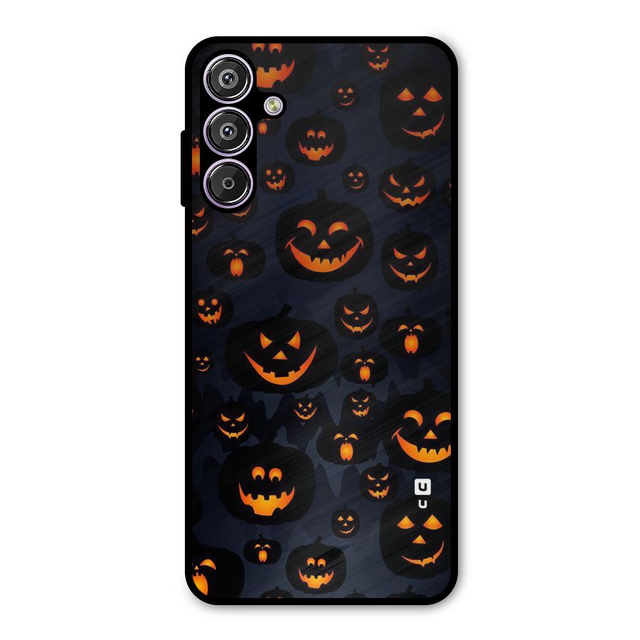 Pumpkin Smile Pattern Metal Back Case for Galaxy M15