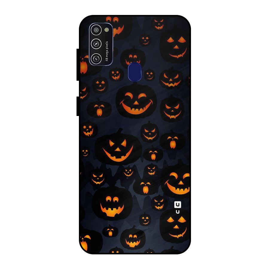 Pumpkin Smile Pattern Metal Back Case for Galaxy M21