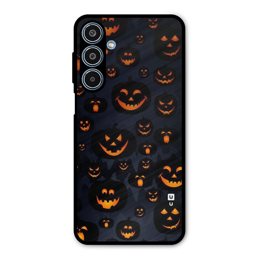 Pumpkin Smile Pattern Metal Back Case for Galaxy M35