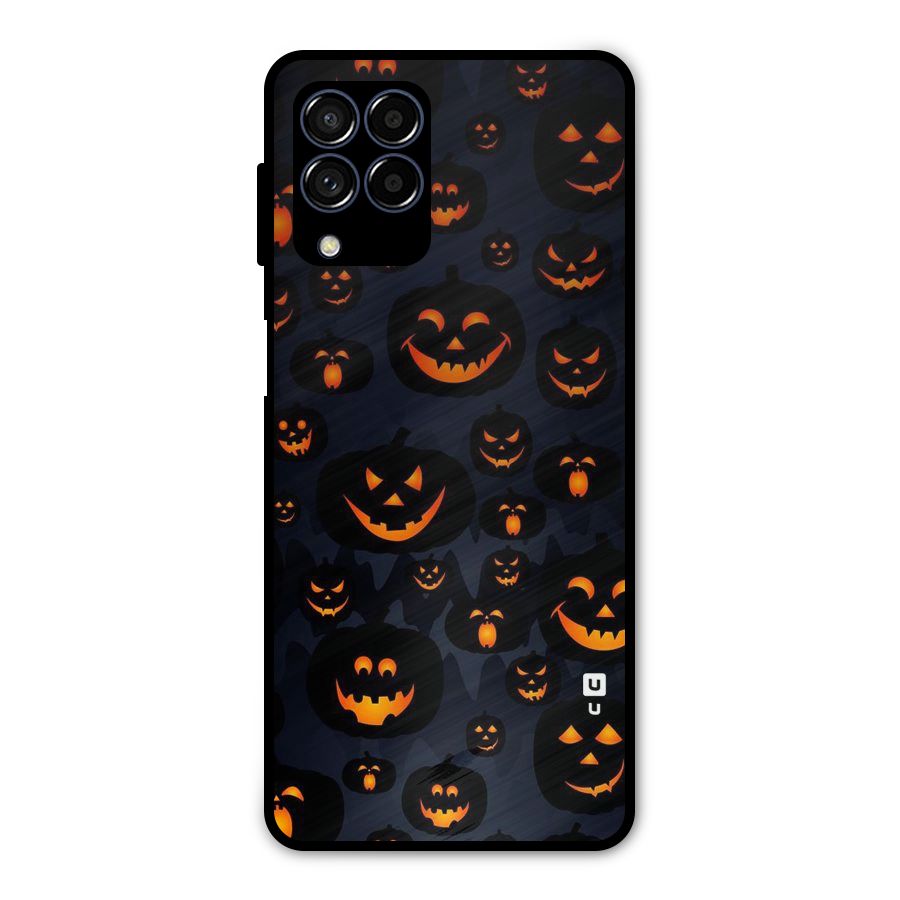 Pumpkin Smile Pattern Metal Back Case for Galaxy M53 5G