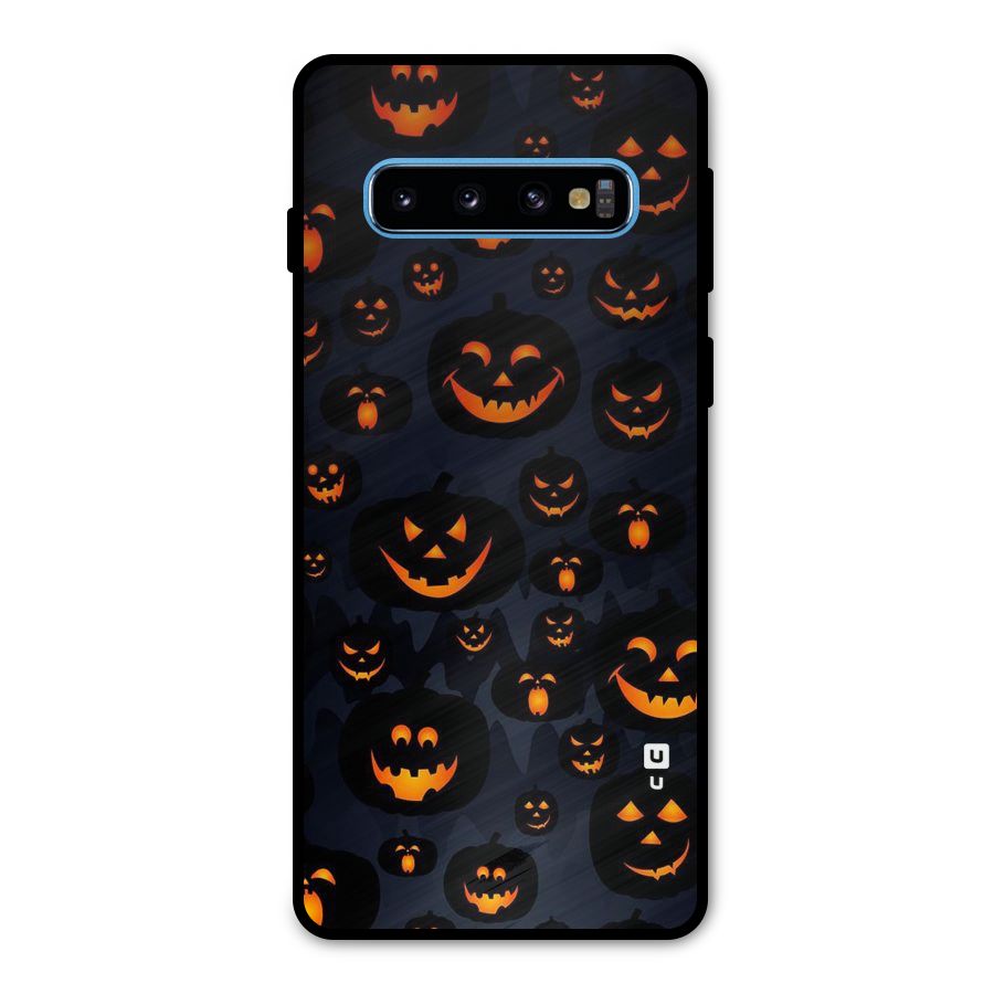 Pumpkin Smile Pattern Metal Back Case for Galaxy S10