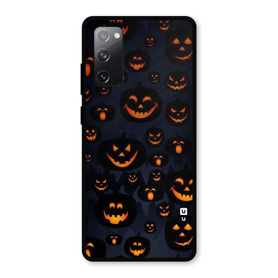 Pumpkin Smile Pattern Metal Back Case for Galaxy S20 FE 5G