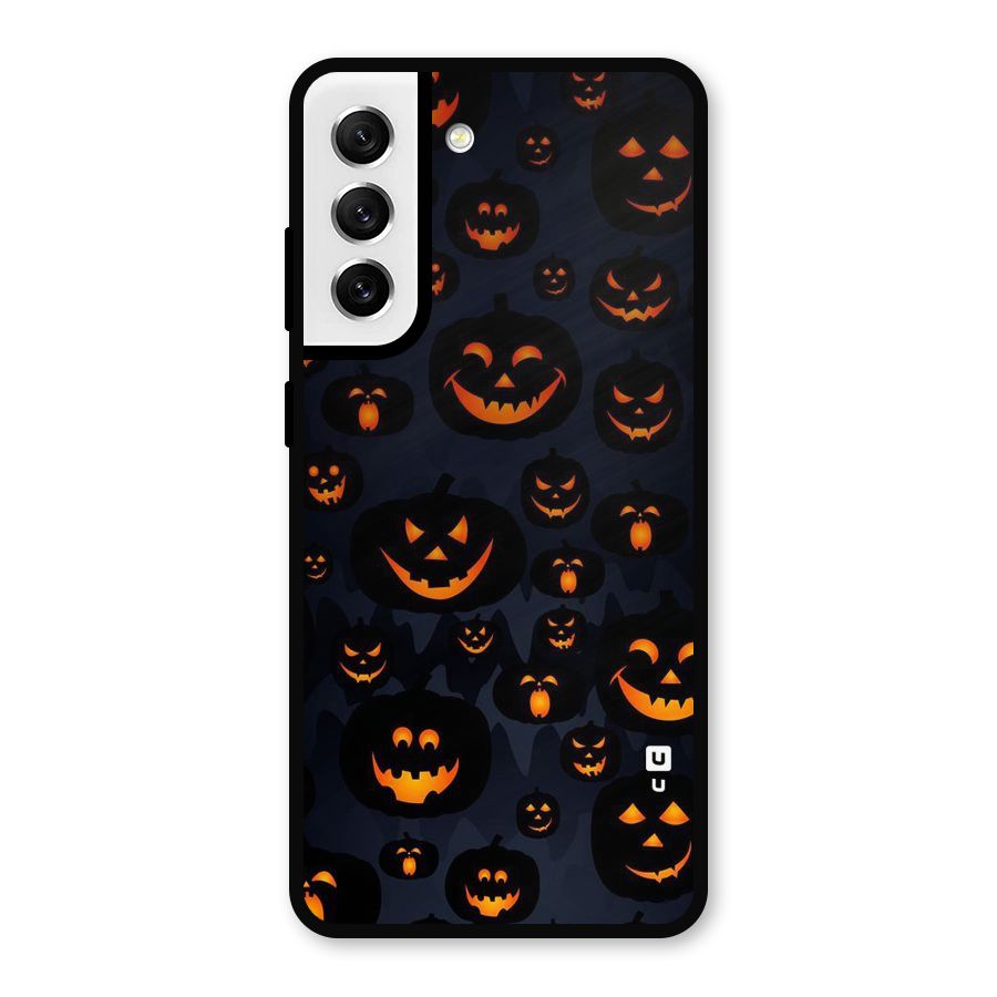 Pumpkin Smile Pattern Metal Back Case for Galaxy S21 FE 5G