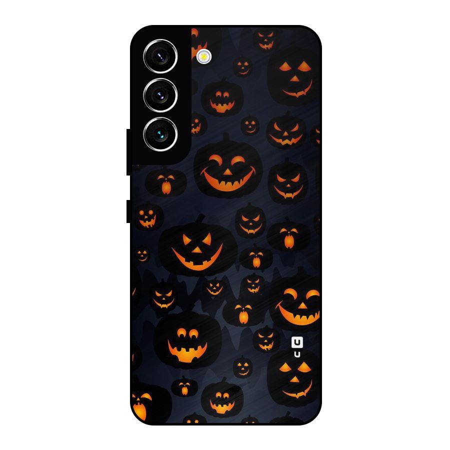 Pumpkin Smile Pattern Metal Back Case for Galaxy S22 5G