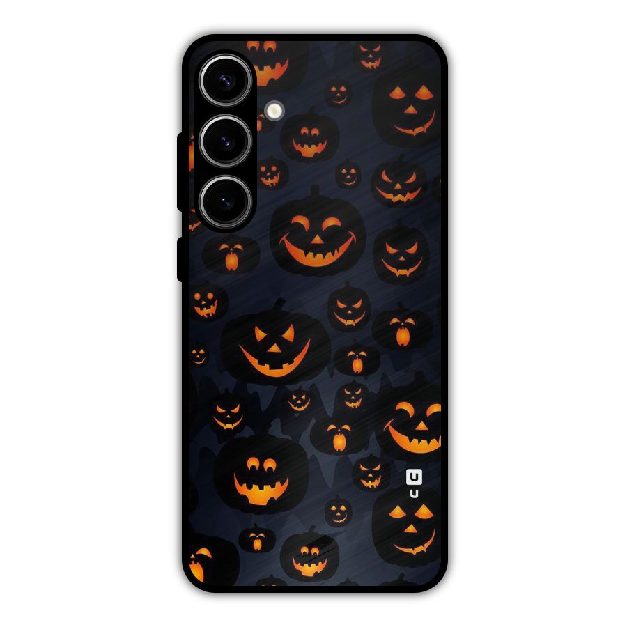 Pumpkin Smile Pattern Metal Back Case for Galaxy S24 Plus