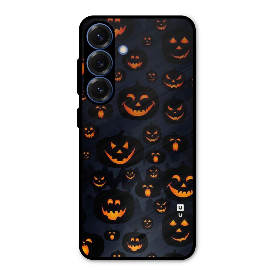 Pumpkin Smile Pattern Metal Back Case for Galaxy S25