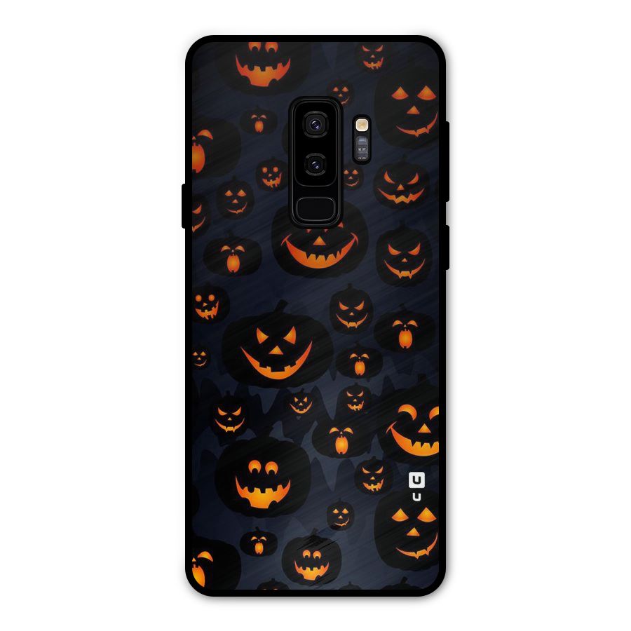 Pumpkin Smile Pattern Metal Back Case for Galaxy S9 Plus