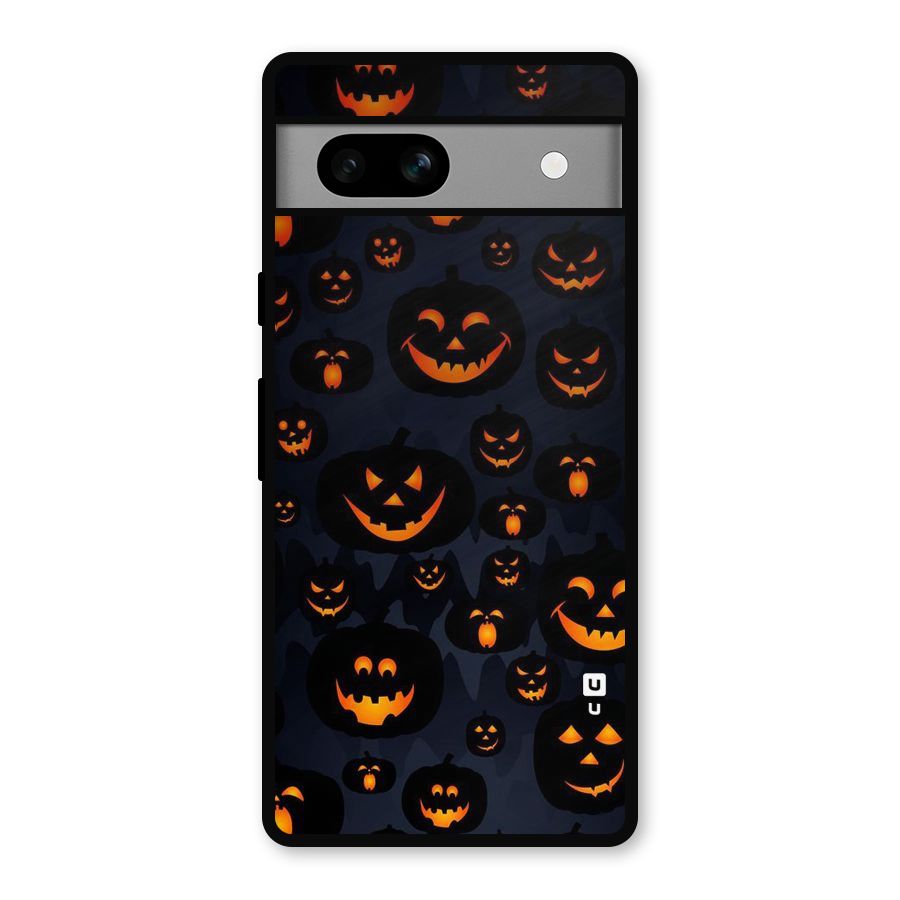 Pumpkin Smile Pattern Metal Back Case for Google Pixel 7a