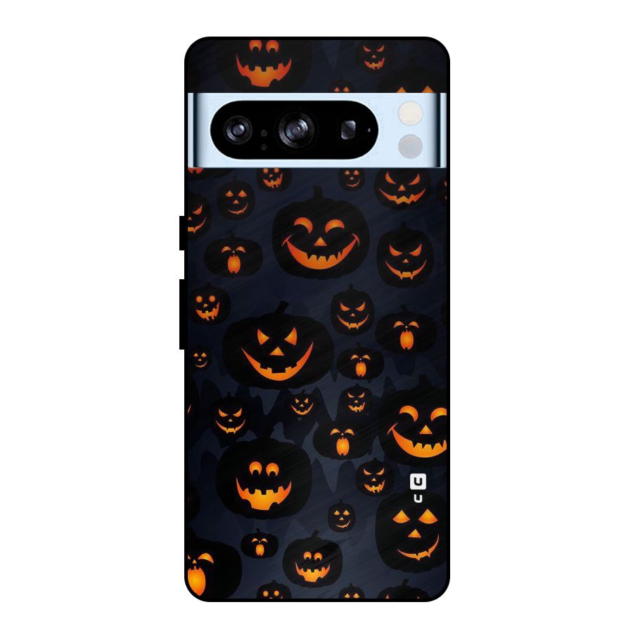 Pumpkin Smile Pattern Metal Back Case for Google Pixel 8 Pro