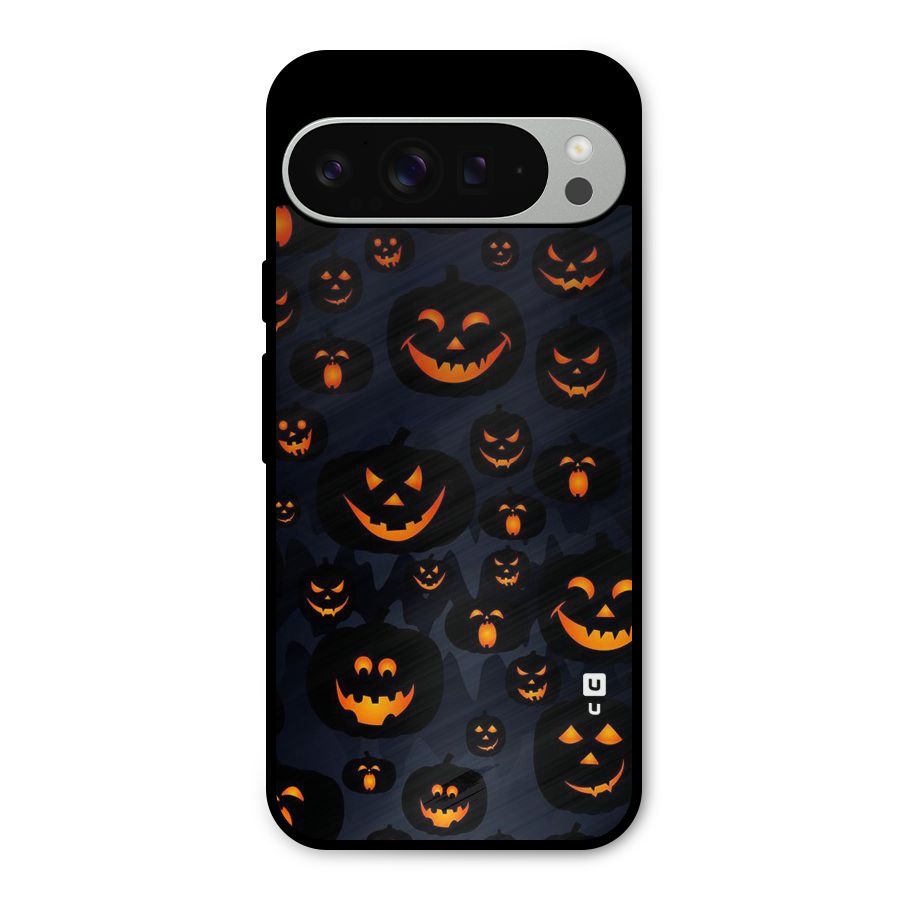 Pumpkin Smile Pattern Metal Back Case for Google Pixel 9 Pro XL