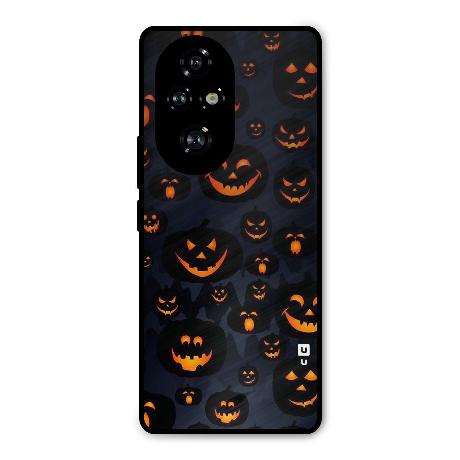 Pumpkin Smile Pattern Metal Back Case for Honor 200 Pro