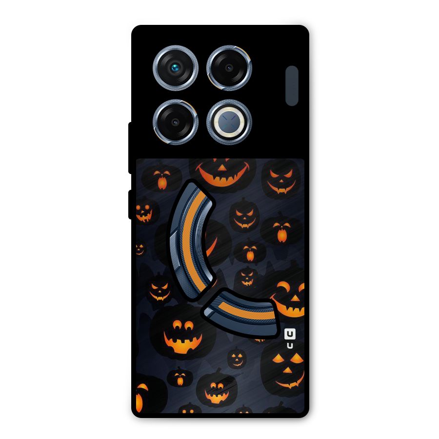 Pumpkin Smile Pattern Metal Back Case for Infinix GT 20 Pro