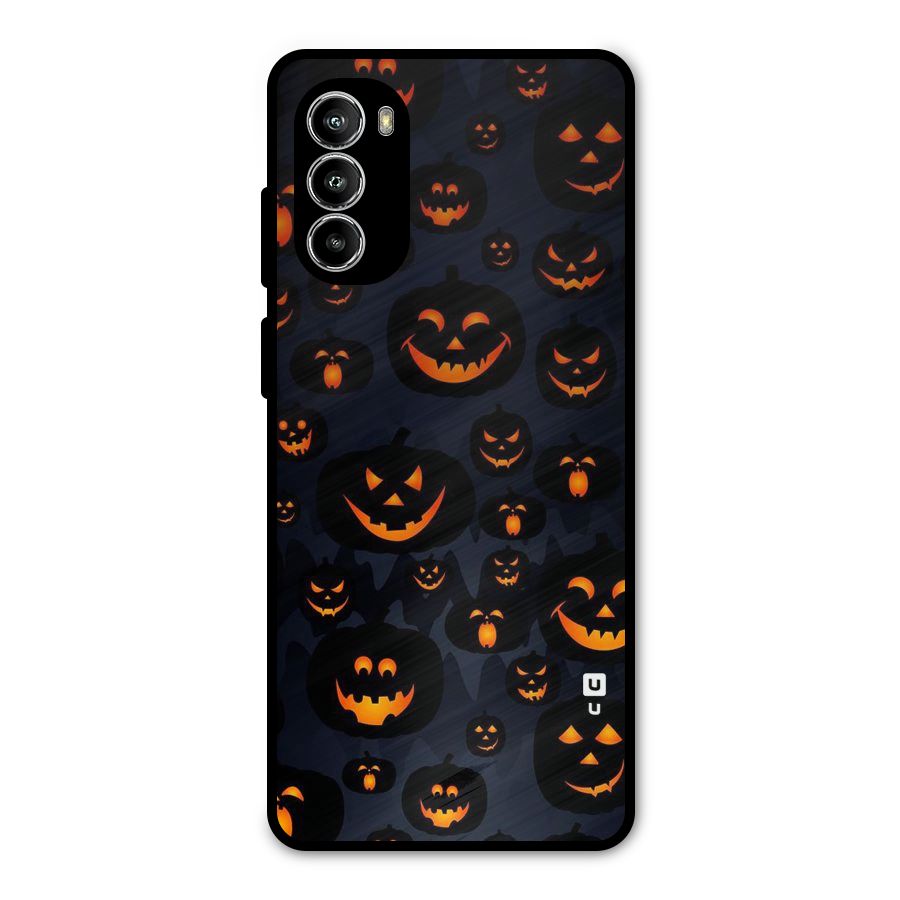 Pumpkin Smile Pattern Metal Back Case for Moto G52