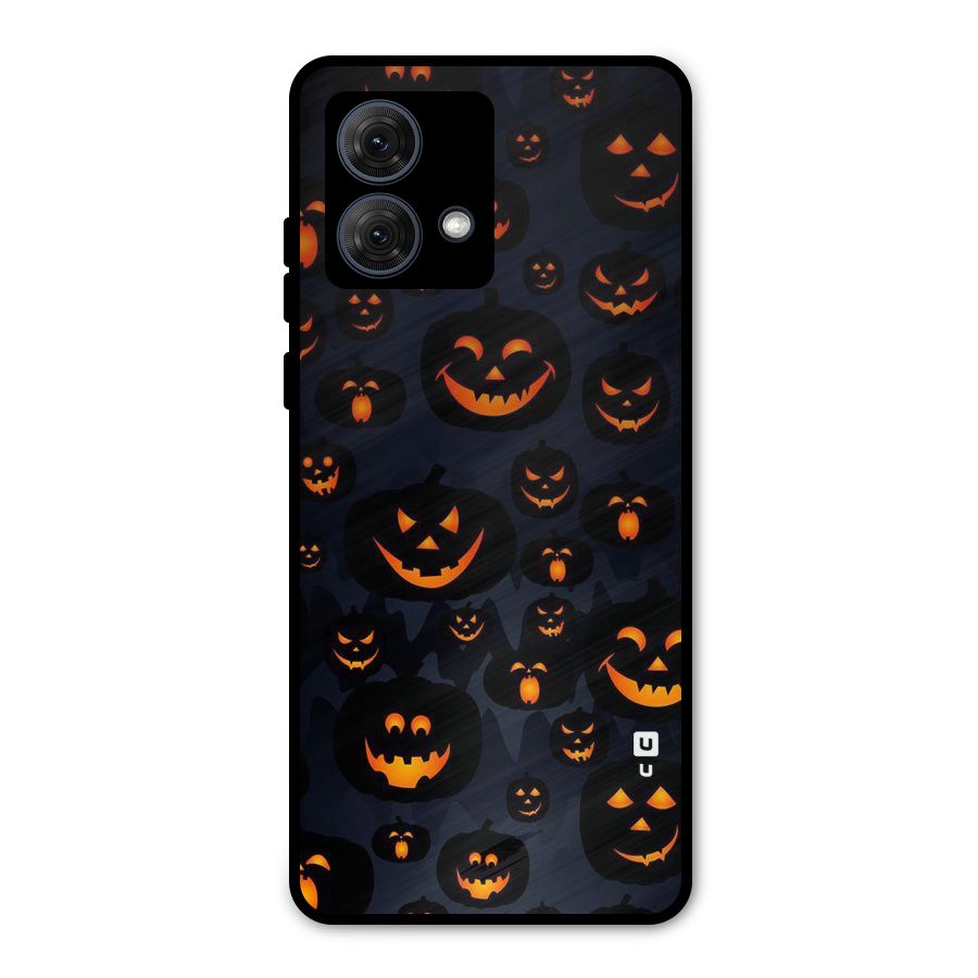 Pumpkin Smile Pattern Metal Back Case for Moto G84
