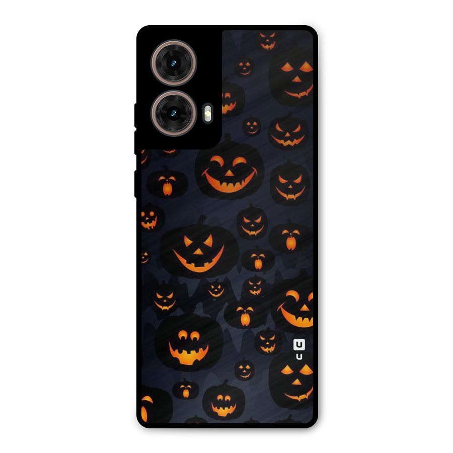 Pumpkin Smile Pattern Metal Back Case for Moto G85