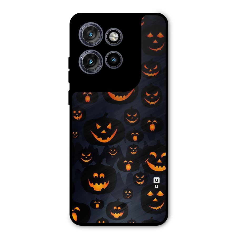 Pumpkin Smile Pattern Metal Back Case for Motorola Edge 50 Neo