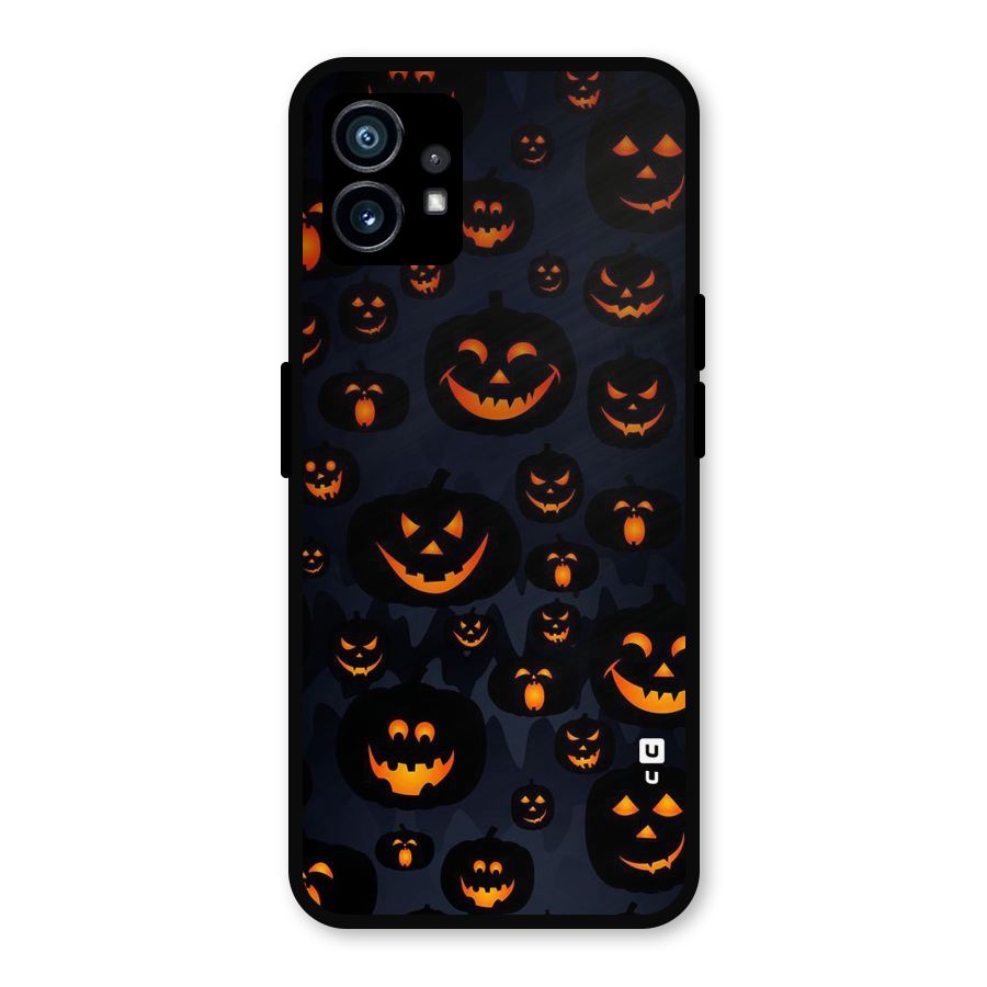 Pumpkin Smile Pattern Metal Back Case for Nothing Phone 1