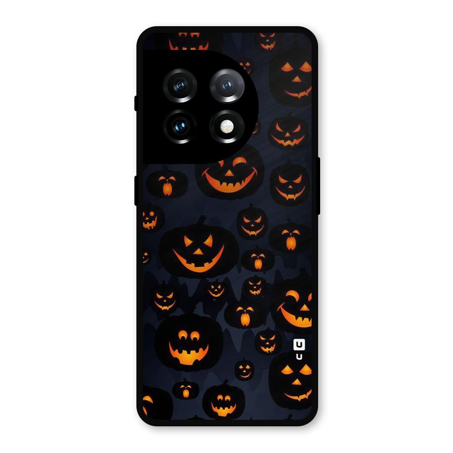 Pumpkin Smile Pattern Metal Back Case for OnePlus 11