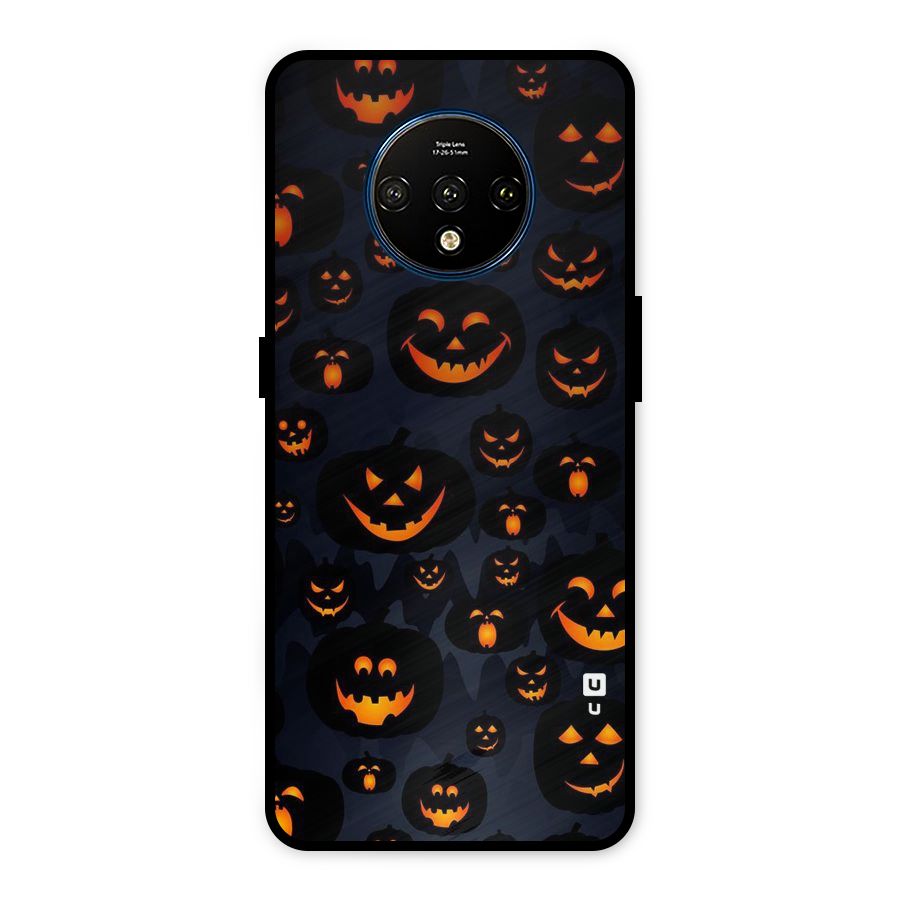 Pumpkin Smile Pattern Metal Back Case for OnePlus 7T