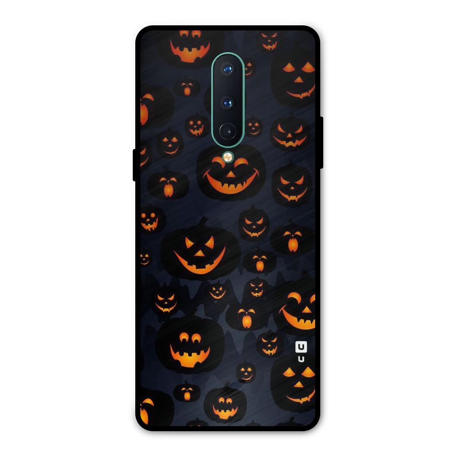 Pumpkin Smile Pattern Metal Back Case for OnePlus 8