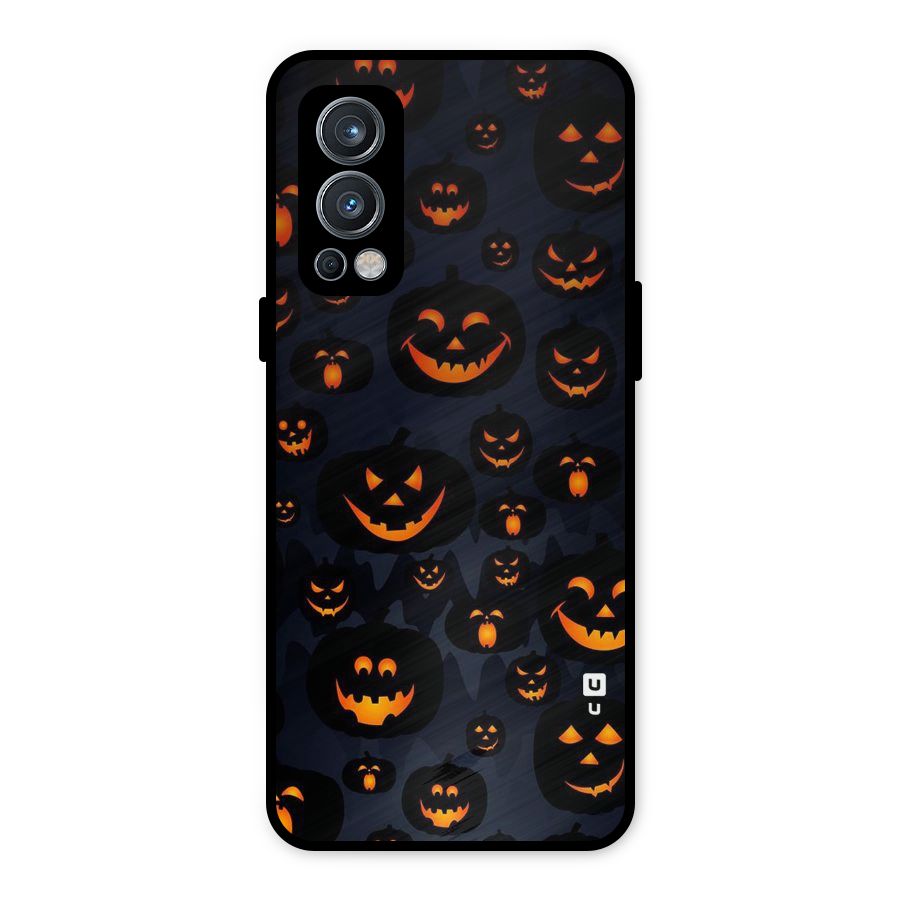 Pumpkin Smile Pattern Metal Back Case for OnePlus Nord 2 5G
