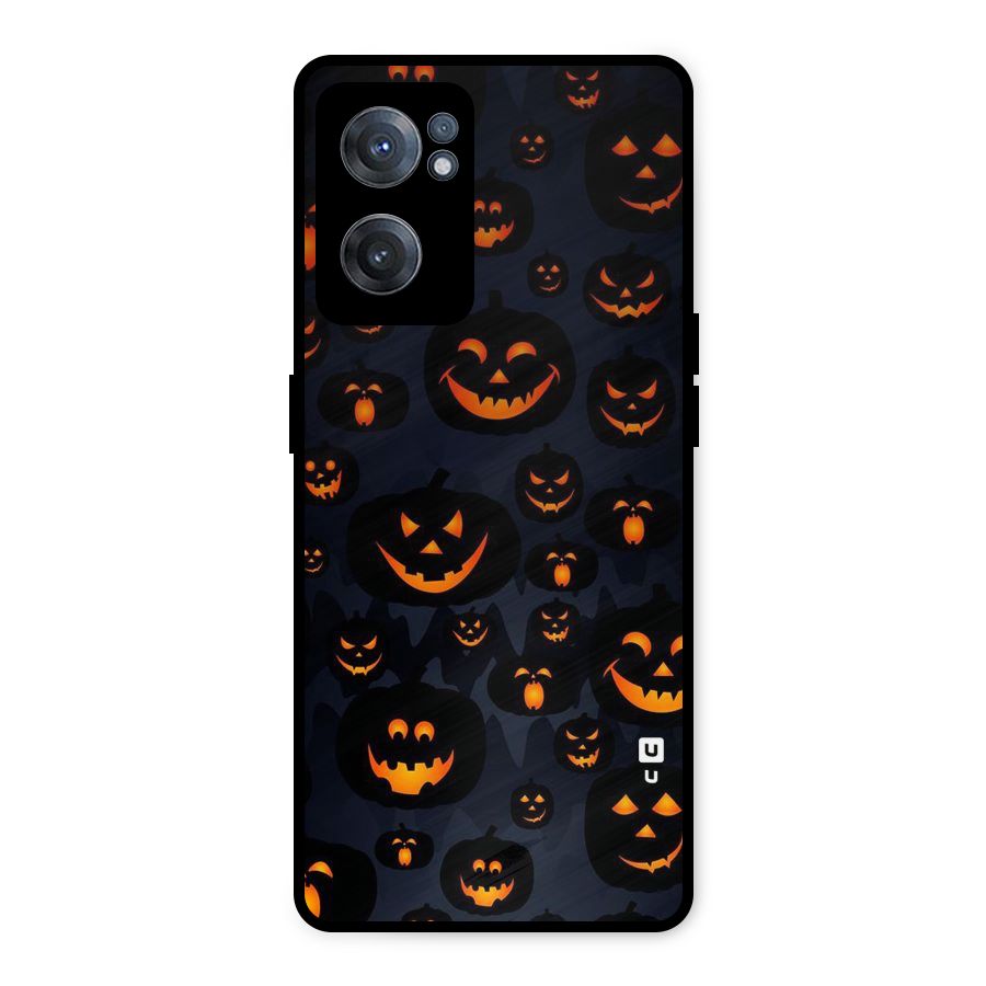 Pumpkin Smile Pattern Metal Back Case for OnePlus Nord CE 2 5G