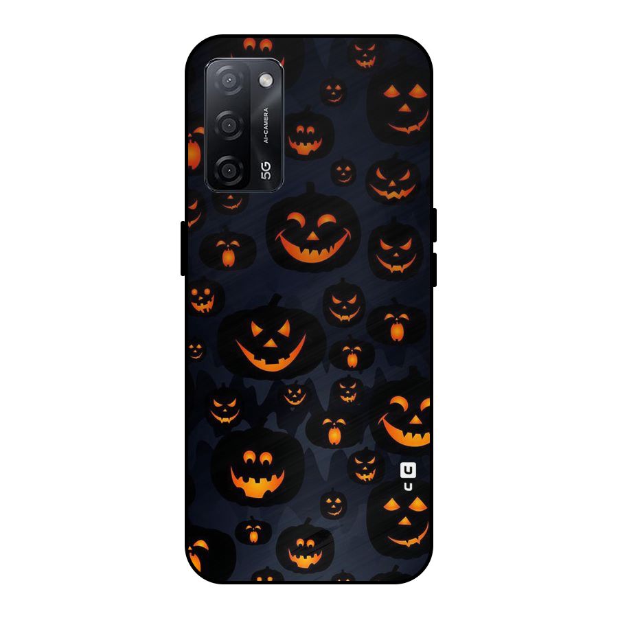 Pumpkin Smile Pattern Metal Back Case for Oppo A53s 5G
