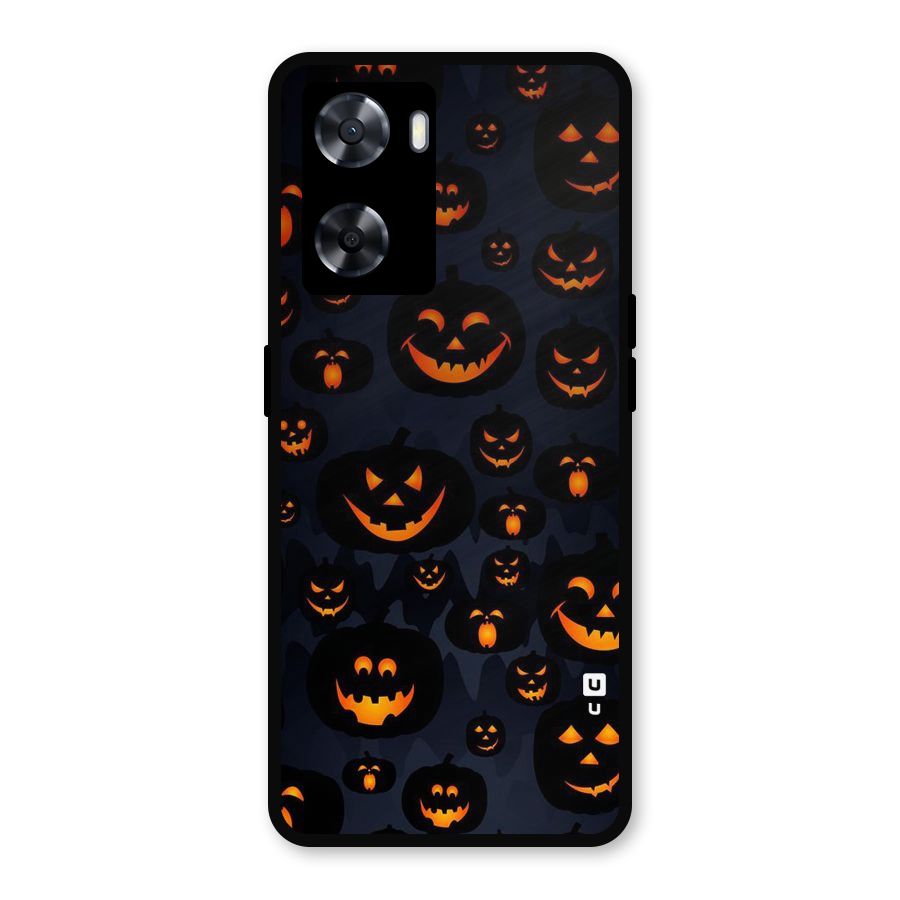 Pumpkin Smile Pattern Metal Back Case for Oppo A57 2022