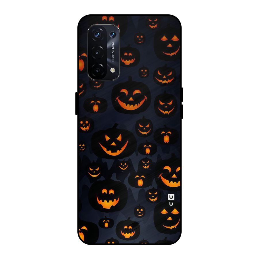 Pumpkin Smile Pattern Metal Back Case for Oppo A74 5G