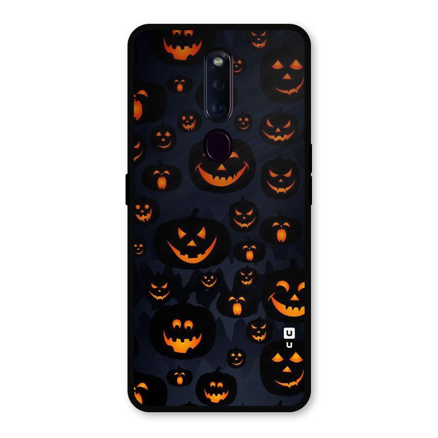 Pumpkin Smile Pattern Metal Back Case for Oppo F11 Pro