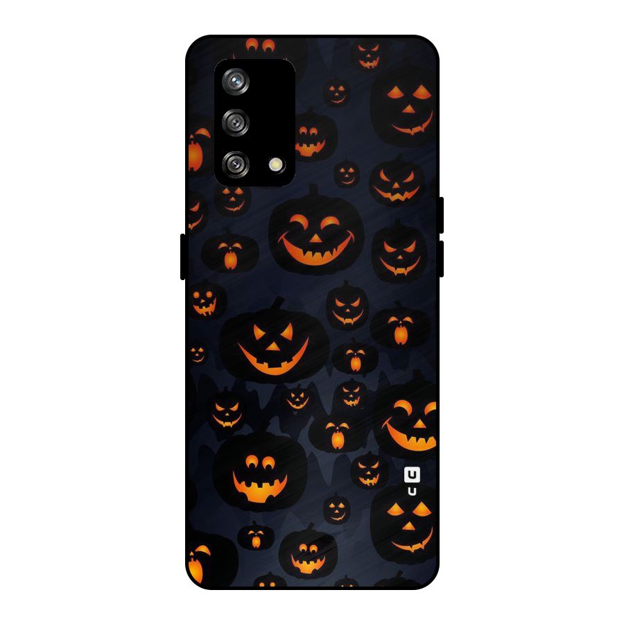 Pumpkin Smile Pattern Metal Back Case for Oppo F19