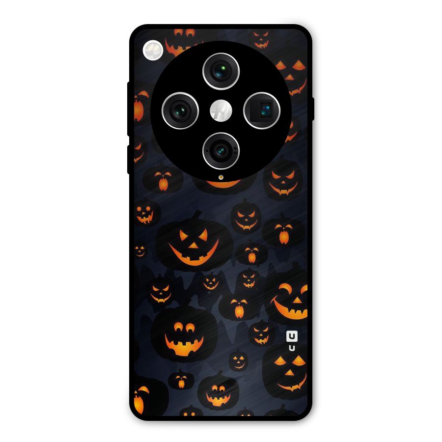 Pumpkin Smile Pattern Metal Back Case for Oppo Find X8 Pro