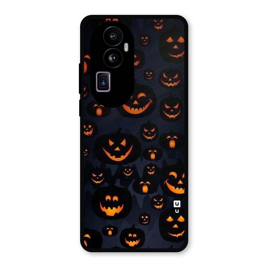 Pumpkin Smile Pattern Metal Back Case for Oppo Reno10 Pro Plus