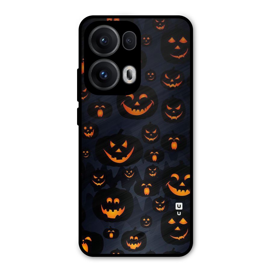 Pumpkin Smile Pattern Metal Back Case for Oppo Reno13 Pro